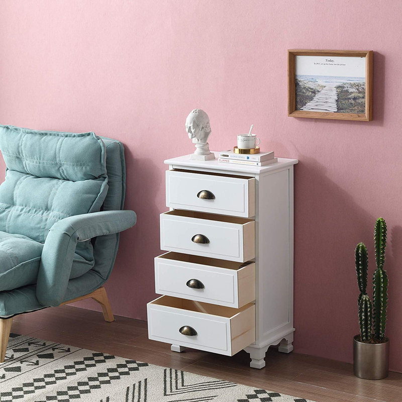 Stockport Solid Wood 45cm W 4 - Drawer Chest of Drawers, White