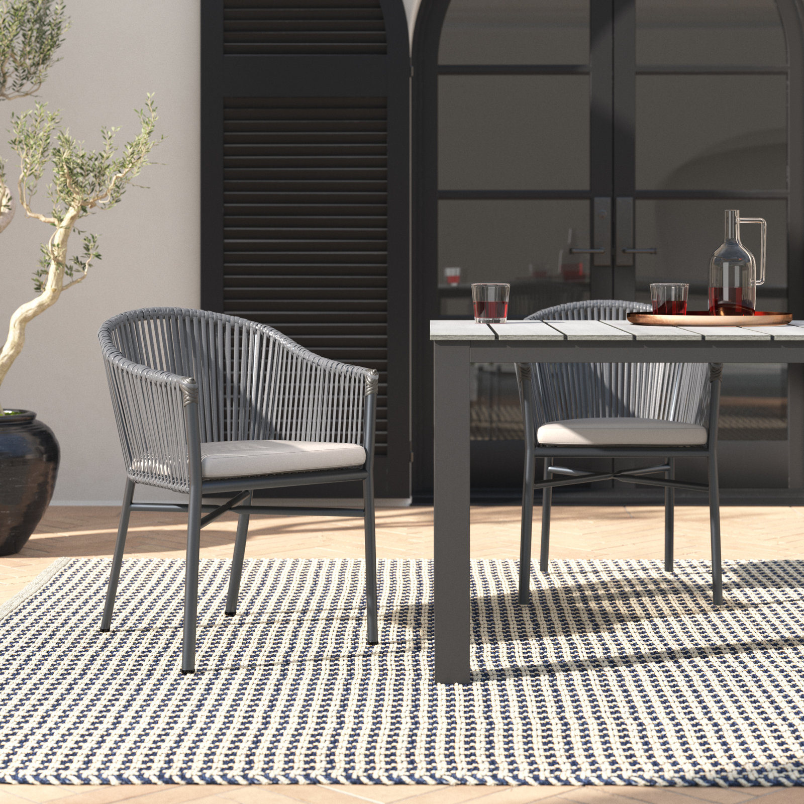 Patio Dining Armchair with Cushion