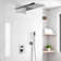 Cascade Bliss Modern Luxury Rectangle 3-Function Shower Faucet Set Pressure Balanced Shower System, Valve Trim Kit, 22-Inch Rainfall & Waterfall Shower Head, Handheld Shower