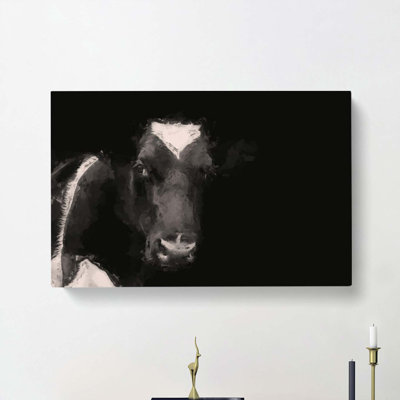 Peering Cow In Abstract - Wrapped Canvas