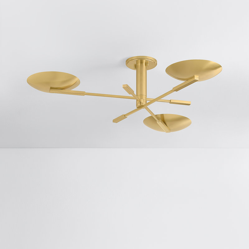 Johnson Semi Flush in Aged Brass