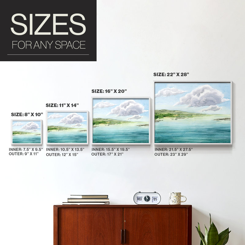 Clear Lagoon II -Framed Print - Restickable, 11" H x 14" W, White