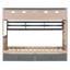 Lit superposé simple gris de style château avec 2 tiroirs, tablette et lumières DEL-1497605672-1497605667