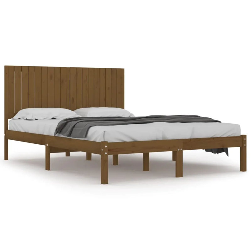Bed Frame Solid Wood, Brown, 200 x 200 cm