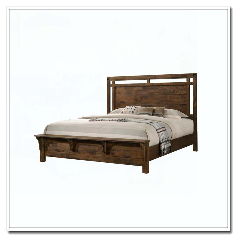 Queen Size Panel Bed W Built In Bench Footboard