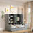 Multi-Functional Daybed with Desk, Shelves, Cabinets and Drawers, Space-Saving Bed Frame with Storage, Reversible Layout, Wood Frame for Bedroom, Apartment, Home Office-112651672-112651673