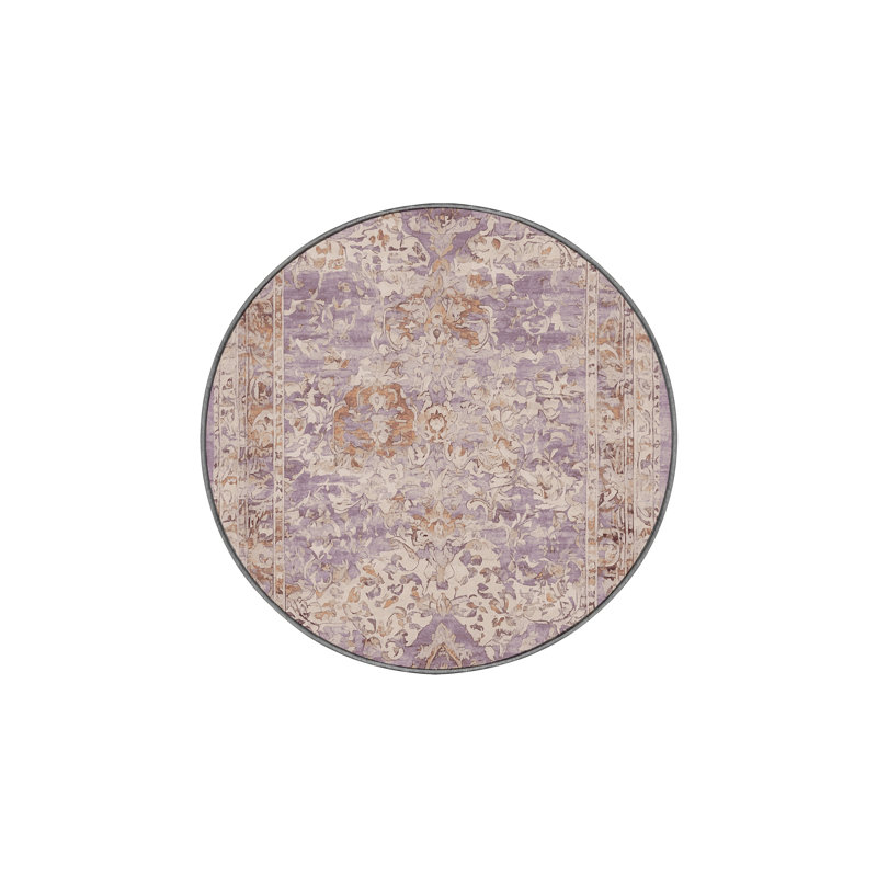 Machine Washable Gray Area Rug, Round 7'
