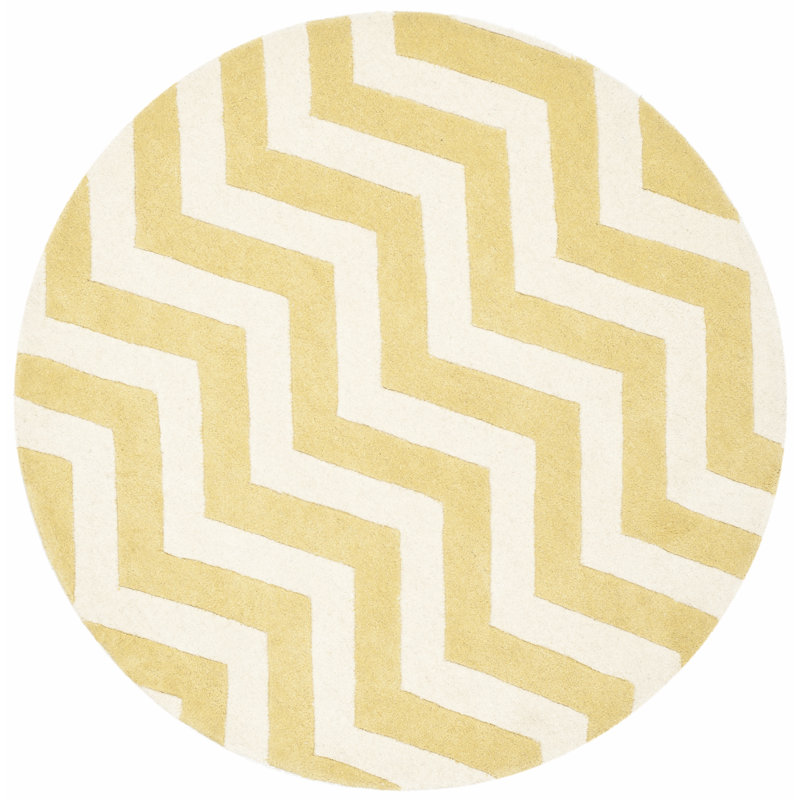Saunderstown Chevron Wool Hand Woven Area Rug, Round 152cm