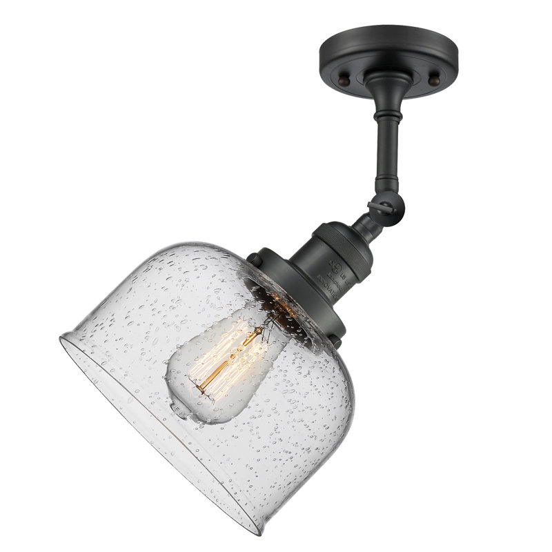 Applique murale 1 lumière 8 po Bell, Ampoule à DEL rétro de 6 watts, Grainé, Noir mat