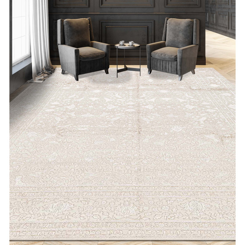 Tapis crème de haute qualité noué à la main