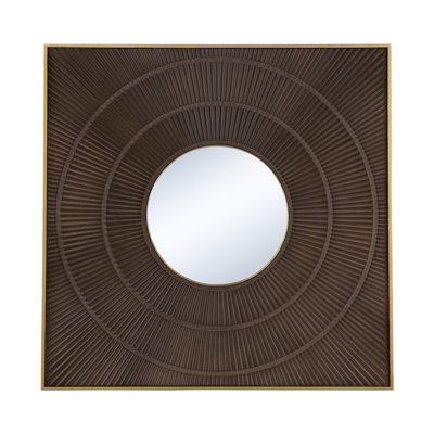 40" Square Mirror With Pleated Element, Gold Iron Frame, Make Your Living Room Bathroom Entryway Shine Design Transform