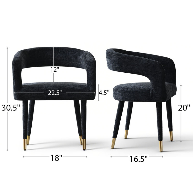 Upholstered Open-Back Dining Chairs (Set of 4), Black