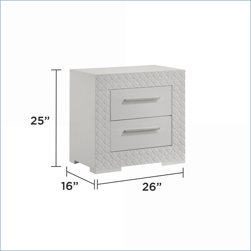 Blanca Modern 2-Drawer Wood Nightstand in White