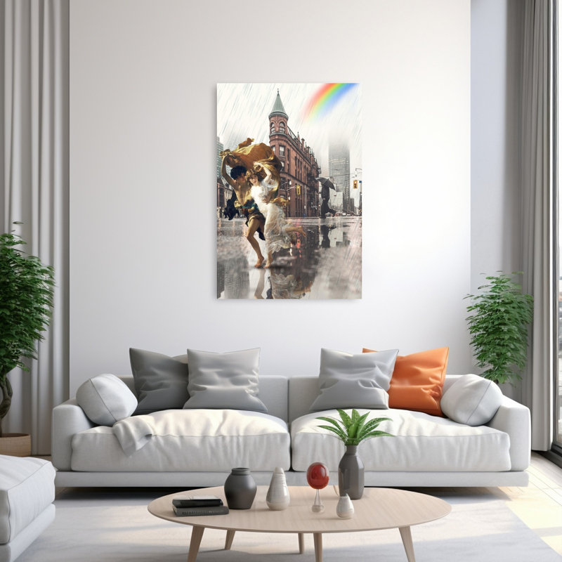Centre de la tempête, impression d'art rétro de ville romantique rétro, 60" H x 40" W