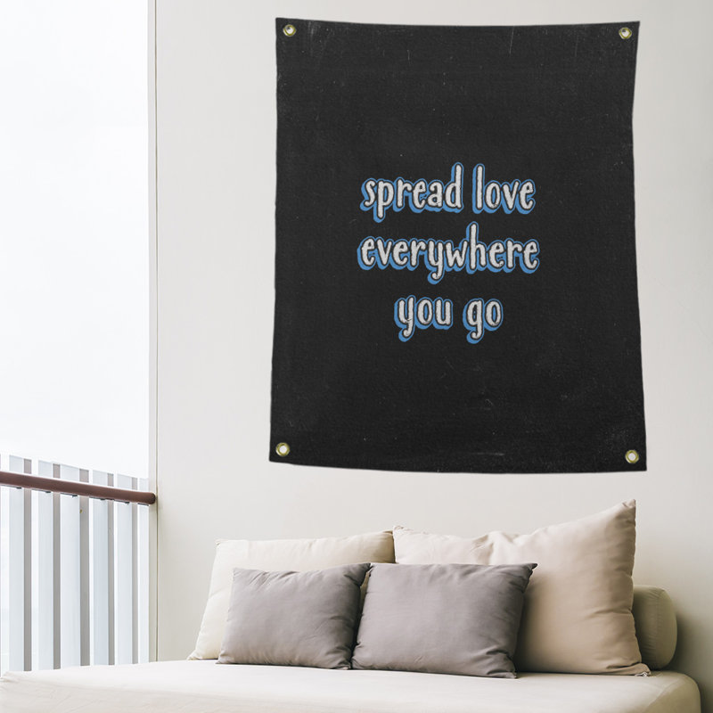 Tapisserie tableau noir en polyester spread quote, H 36 po x l 26 po, Bleu