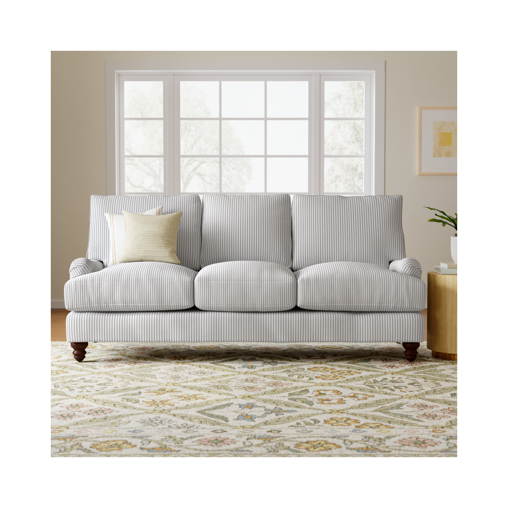 Walters 88'' Recessed Arm Sofa, Cruise Adrift Striped
