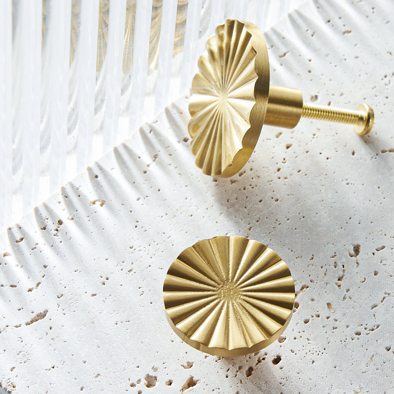 1 1/2" Diameter Cut-out floral pattern Knob Multipack, Brushed Brass