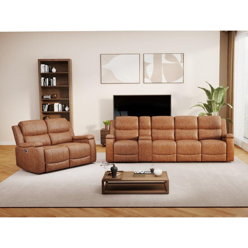 Ensemble de salon moderne 3 pièces avec fauteuils inclinables électriques, porte-gobelets et rangements
