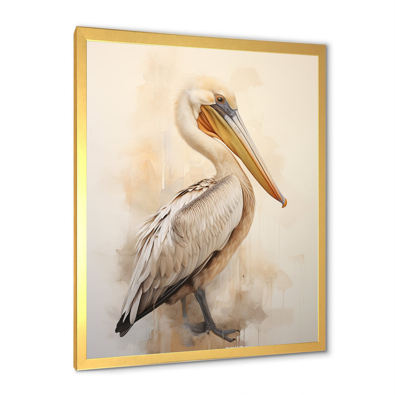 Pelicans Tranquil Perch II sur toile, Cadre photo doré simple, H 20 po x l 12 po x P 1 po
