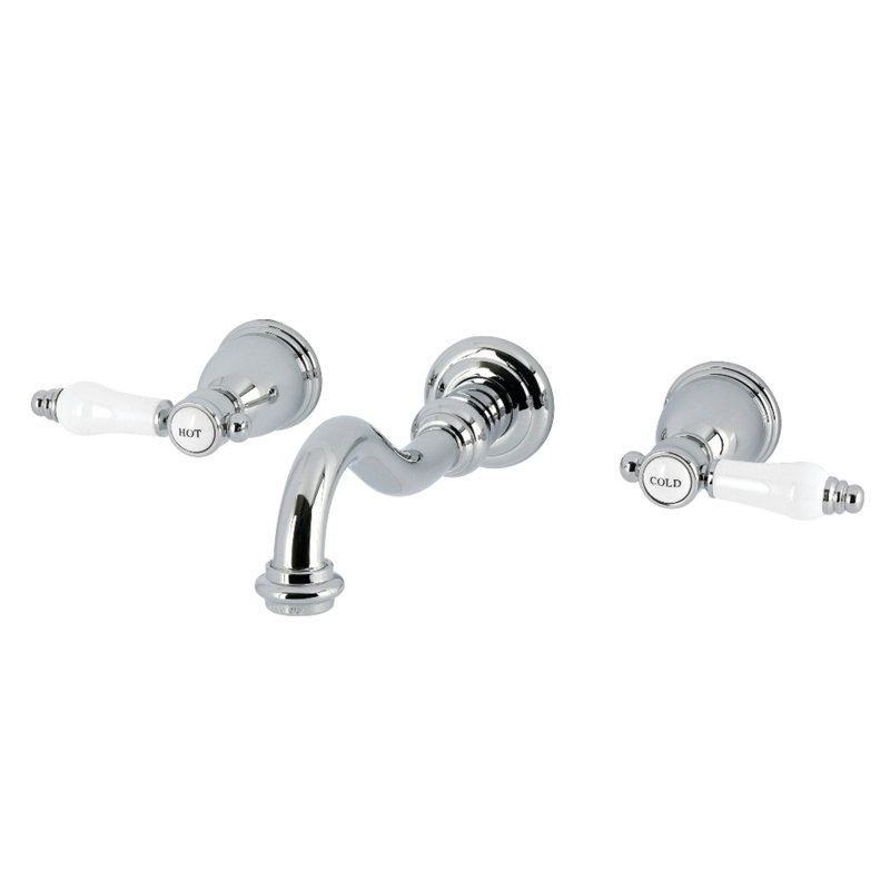 Kingston Brass Bel-Air Double-Handle 3-Hole Wall Mount Bathroom Faucet, Polished Chrome