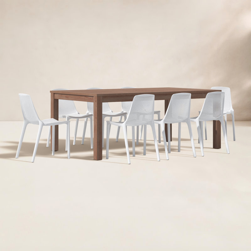 Ensemble de salle à manger long Anautica, Blanc