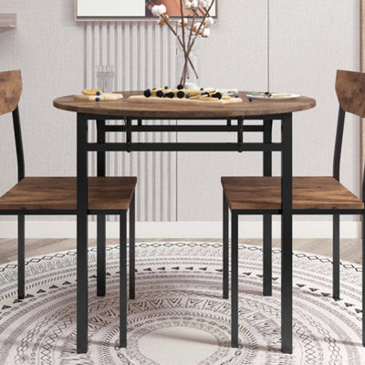 Ensemble de table de salle à manger moderne 3 pièces avec abattant et 2 chaises pour petits espaces