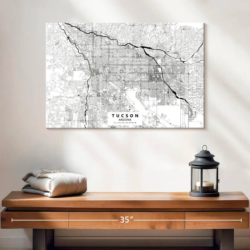 Tucson City Map, 16" H x 24" W