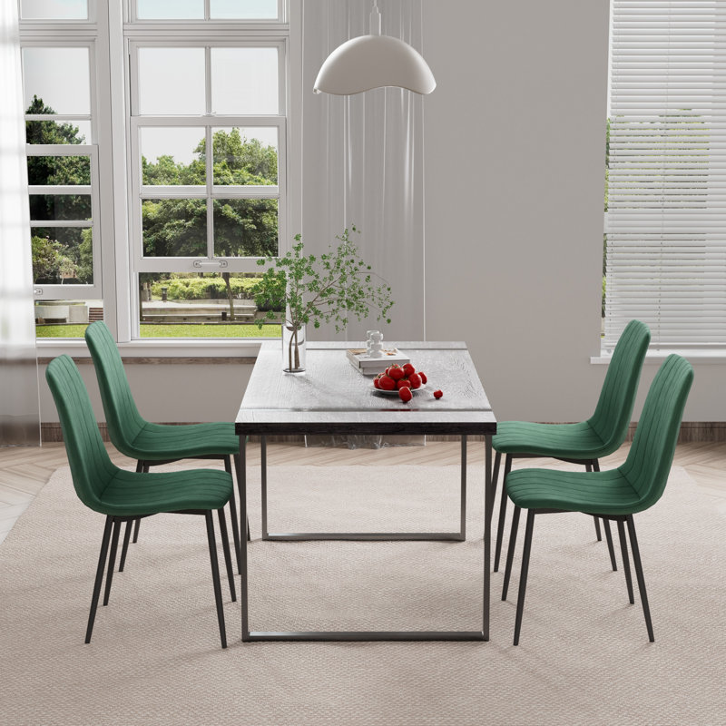 Ensemble de salle à manger, chaises de salle à manger rembourrées de 59 po, Vert