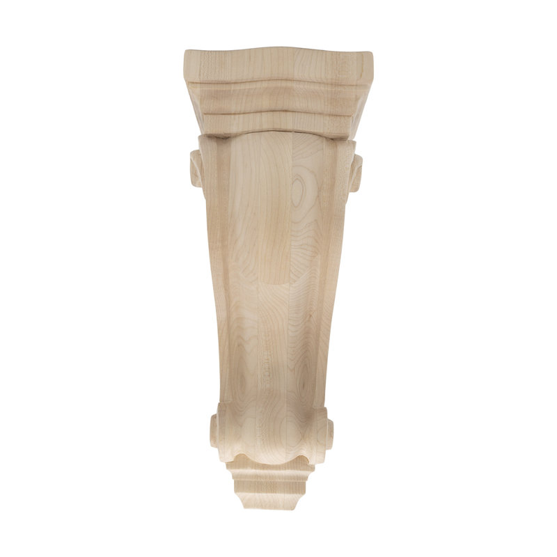 13 in x 5-3/8 in x 4-1/2 in Unfinished Large Solid Classic Traditional Plain Wood Corbel, Hard Maple