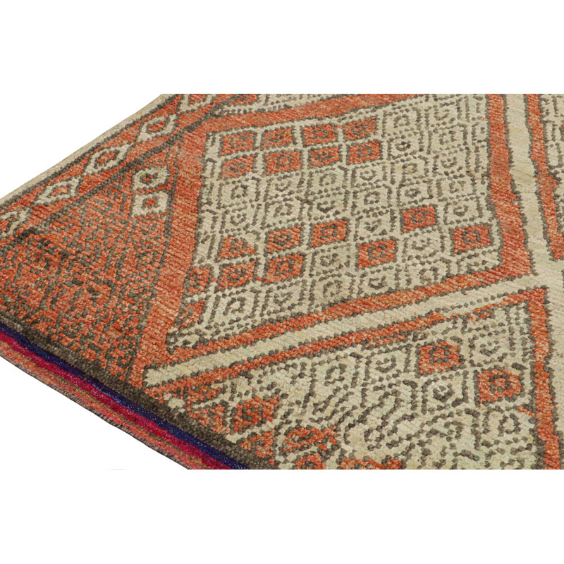 Moroccan Hand Knotted Geometric Area Rug, Rectangle 6' x 9'