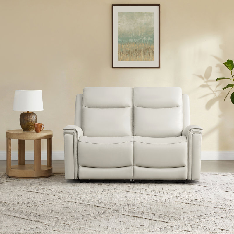 Super Zero-Gravity Genuine Leather Dual Motor 2PC Power Sofa With Power Headrest, 41.73" H x 60.63" W x 37.8" D, Light Gray