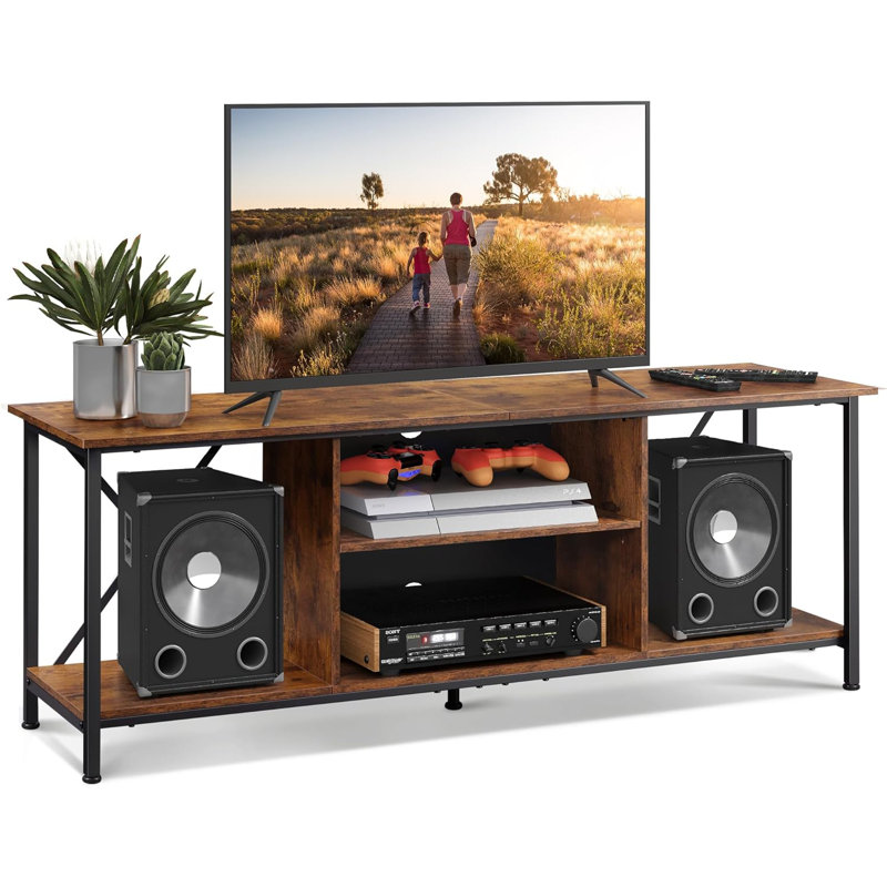 Nectaria 55" TV Stand for 65 Inch TVs with Open Shelves, Industrial TV Console with Adjustable Storage Shelf, Entertainment Center with Sturdy Frame for Living Room and Bedroom 