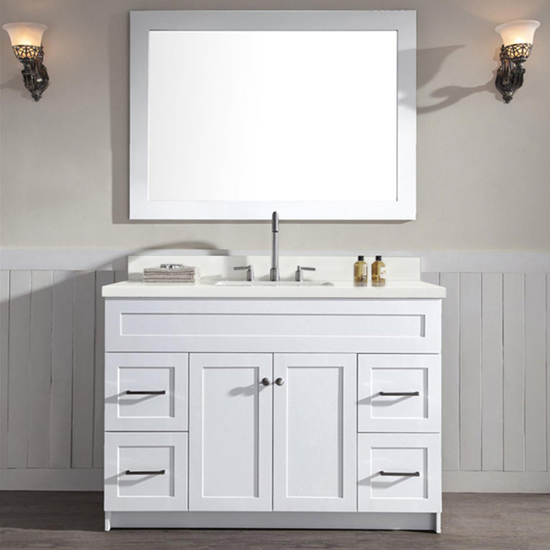Ensemble de meuble-lavabo de salle de bain simple 49 po Truesdale, Quartz blanc, Blanc