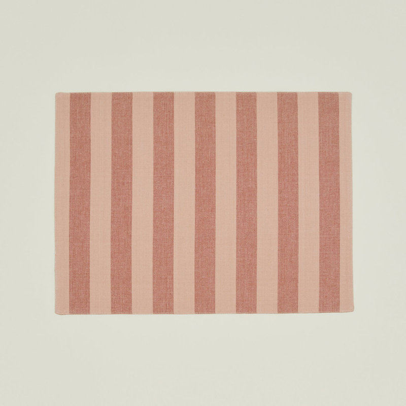 Essential Striped Placemat - Set Of 4, Blush/Terracotta