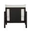 Fauteuil club d'extérieur, structure en bois d'acacia avec accents textilène noir, coussins blancs hydrofuges pour patio / cour arrière / terrasse