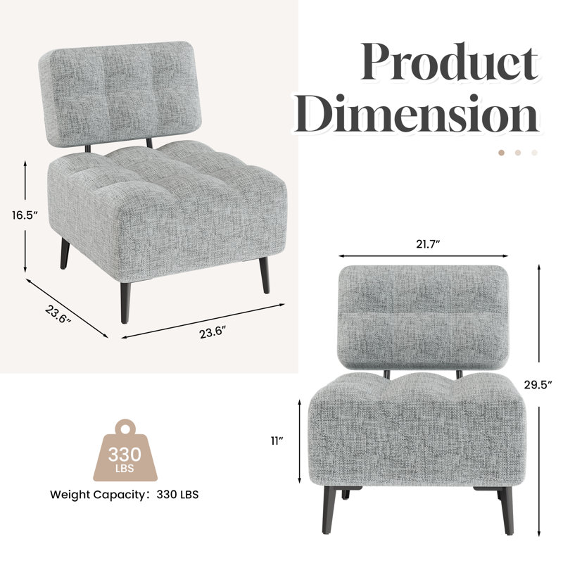 Chaise d'appoint Mid-Century Modern, Gris