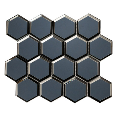 Rivella Hexagon 11 in. x 12 in. Glossy Glass Mosaic Wall Tile