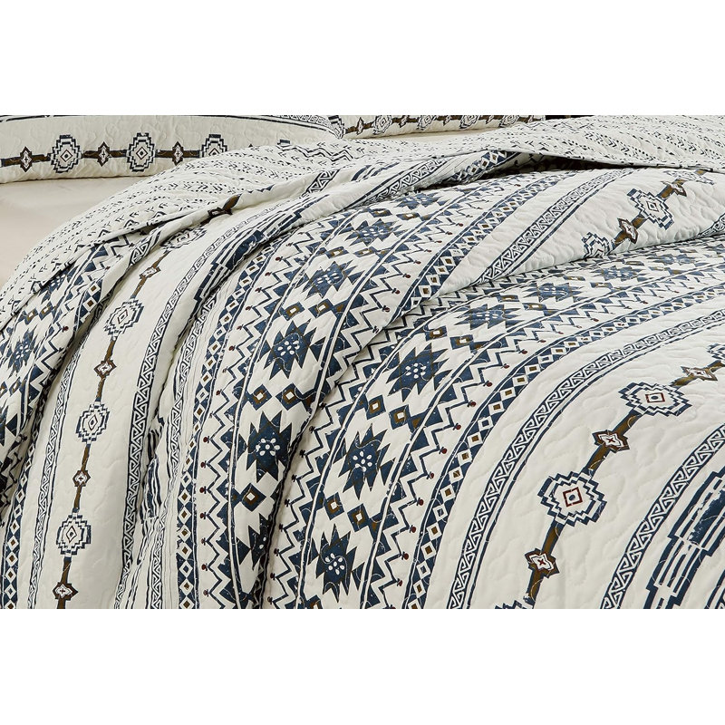 Navy Blue Microfiber Reversible Quilt Set, Twin Quilt + 1 Standard Sham