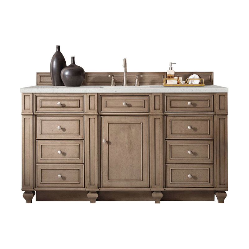 Bristol 60'' W Single Vanity, Lime Delight, 8" Widespread, Whitewashed Walnut