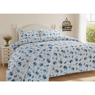 Delicate Florence Blue Floral Printed Throw 235x235