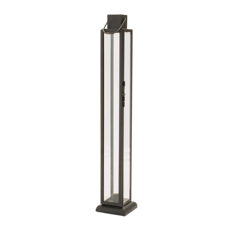 Lanterne chandelle moderne en fer et en verre, H 21,5 po