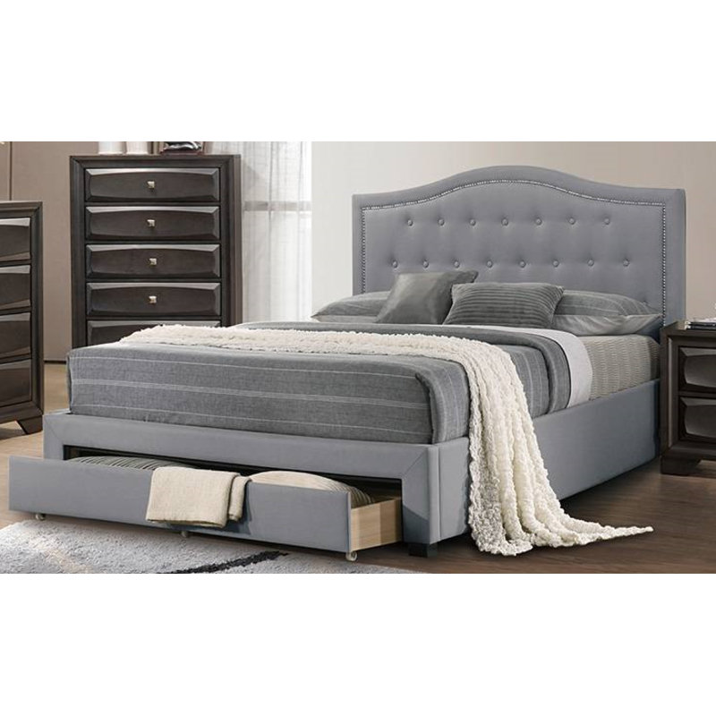 Gurdas Upholstered Platform Storage Bed, California King, Light Gray