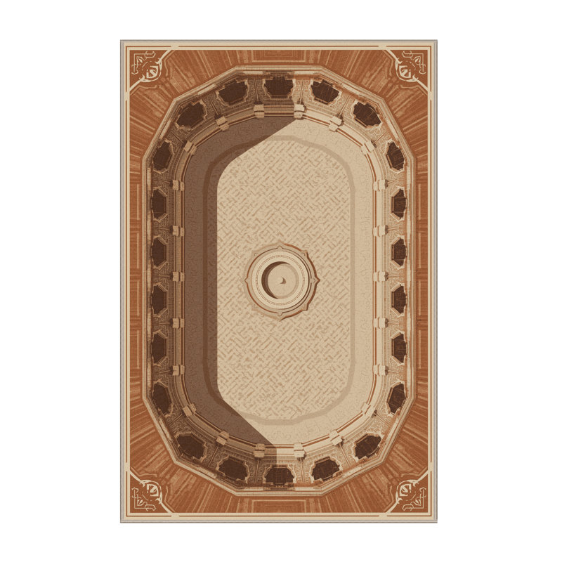 Soft Plush Fairbanks Lima Plaza Mayor Vintage Vintage Look Area Rug in Brown – Beige Binding, 6x9