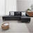 2-Piece Black Faux Leather L-Shaped Sectional Sofa-94797095