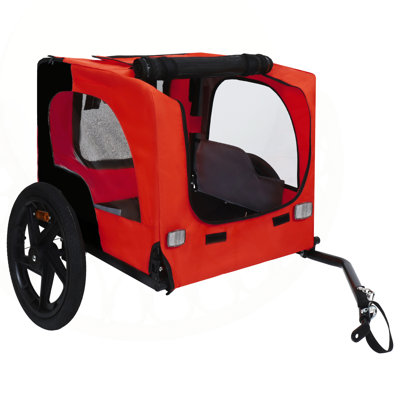 Outdoor Heavy Duty Collapsible Pet Bike Trailer with 16-Inch All-Terrain Wheels, Universal Hitch, and Enhanced Safety Features for Small to Medium Pet