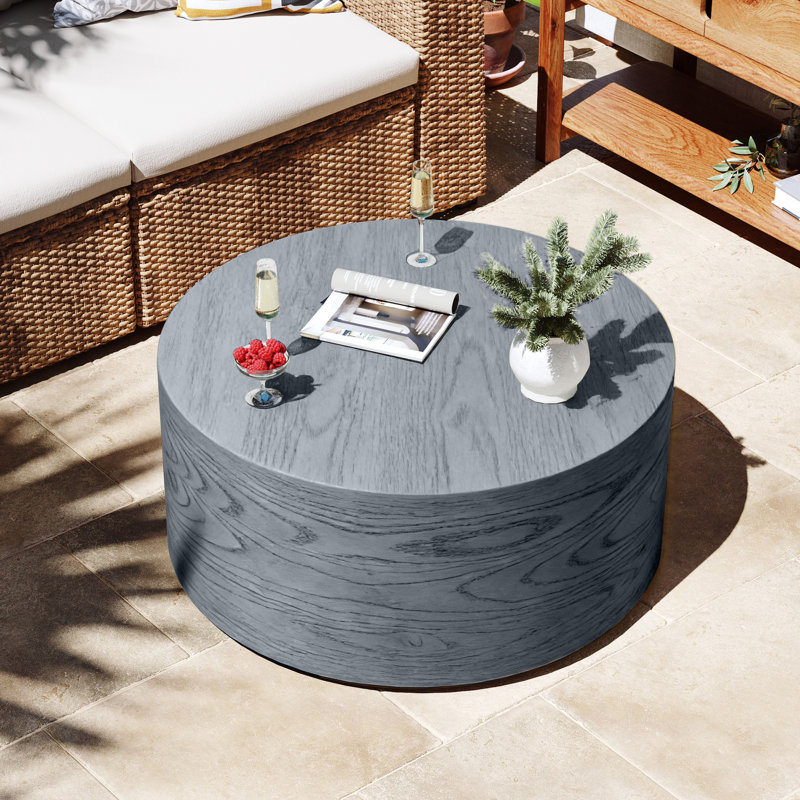 28''Outdoor Round Magnesium Oxide Coffee Table, Gray