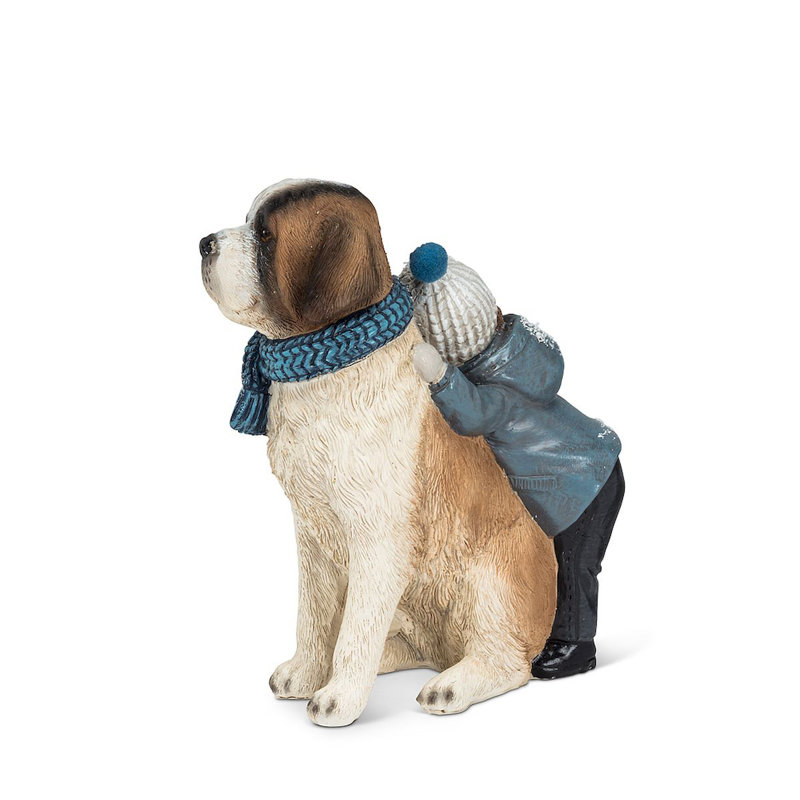 Figurine Saint-Bernard d’hiver pour garçon étreinte delayni