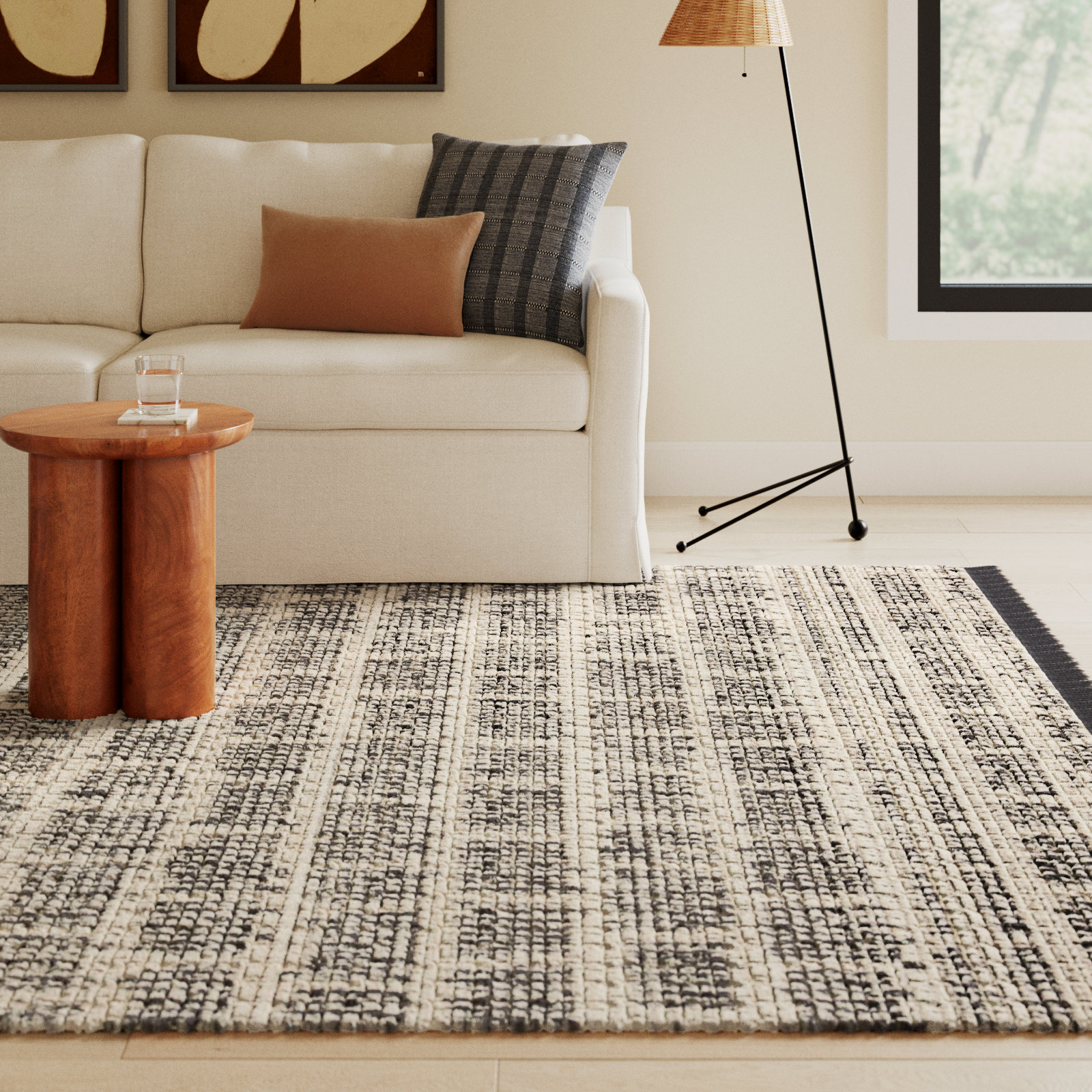 Chris Loves Julia x Loloi Alice Cream Charcoal Rug, Rectangle 7'9" x 10'