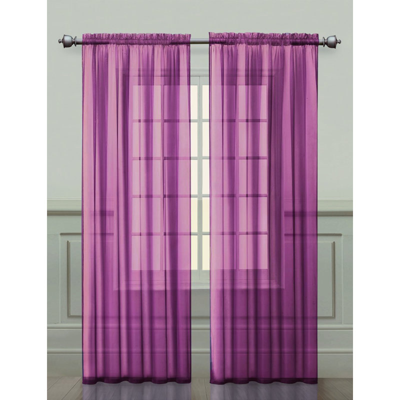 Paire de rideaux transparents avec passe-tringle Emmons, Mauve