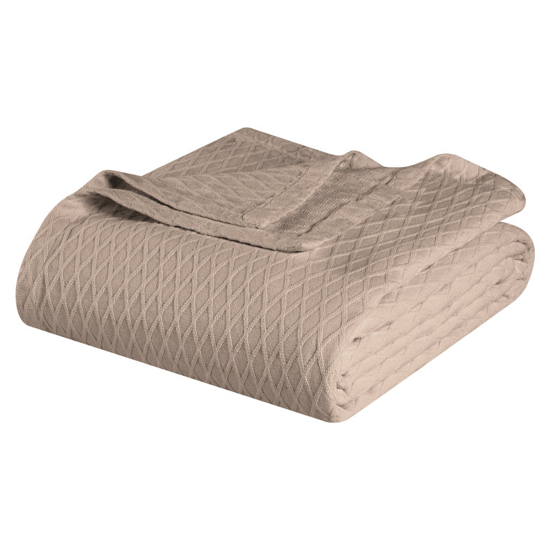 Jeté toutes saisons 100% coton Diamond Weave, Lit simple, Kaki